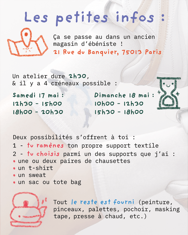 Atelier peinture sur textile - samedi 17 mai 2025