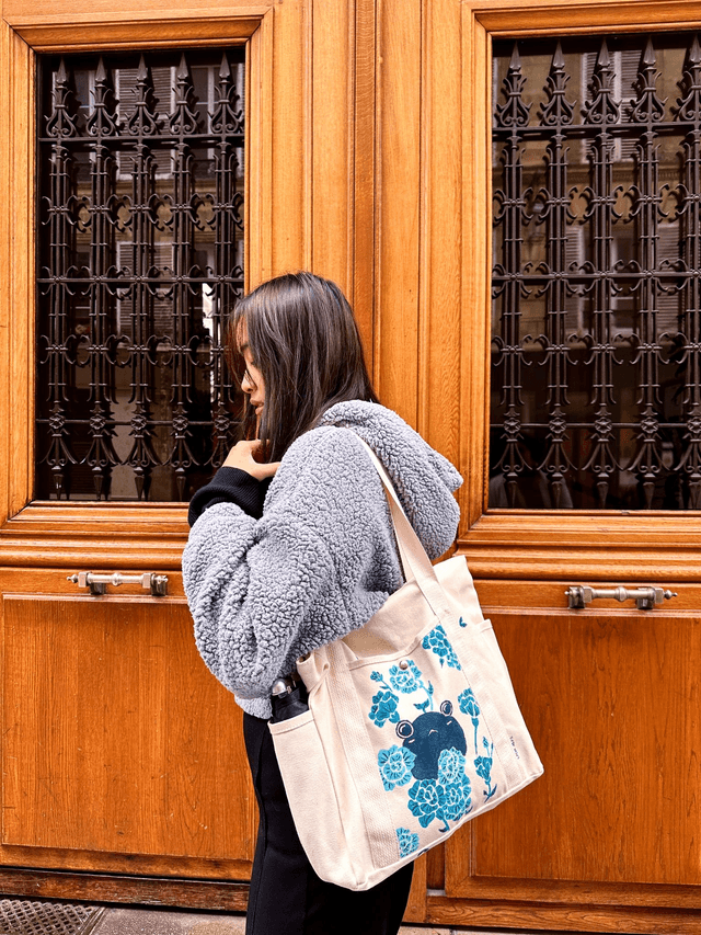 Sac motif grenouille à fleurs