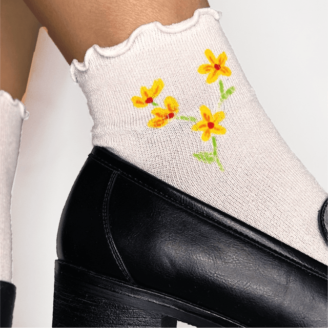 Chaussettes fleurs jaunes