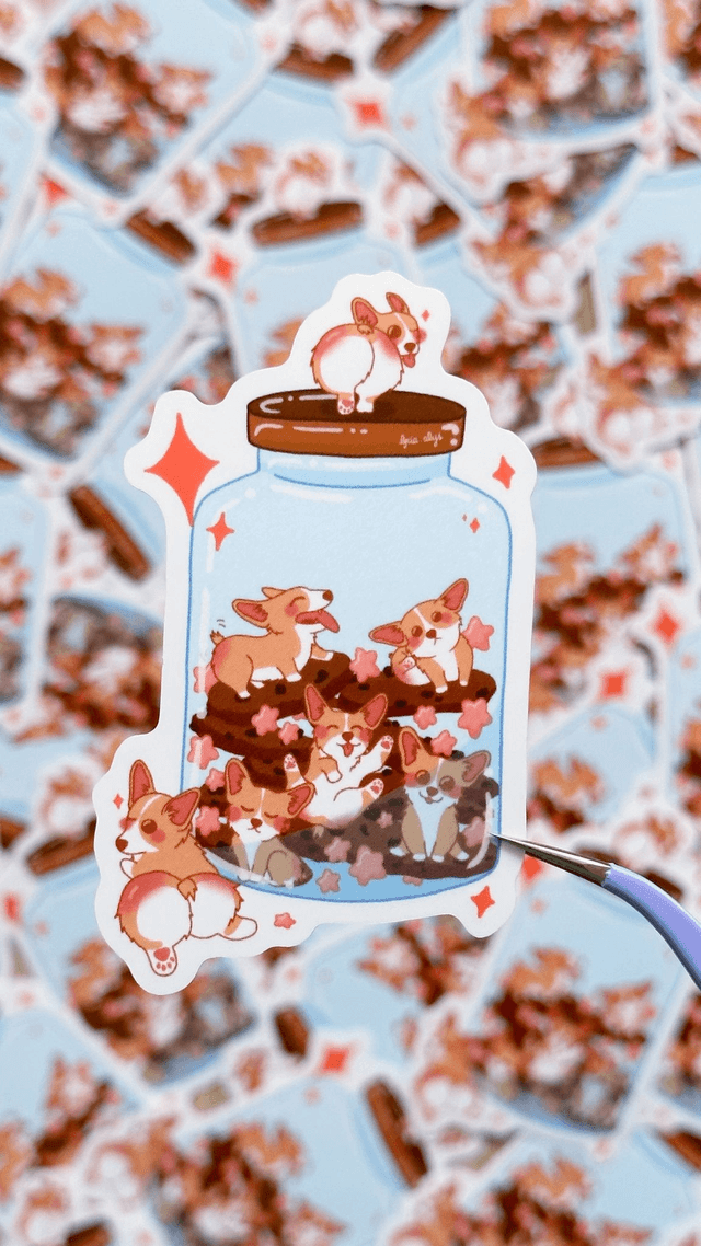 Corgi cookie jar - sticker