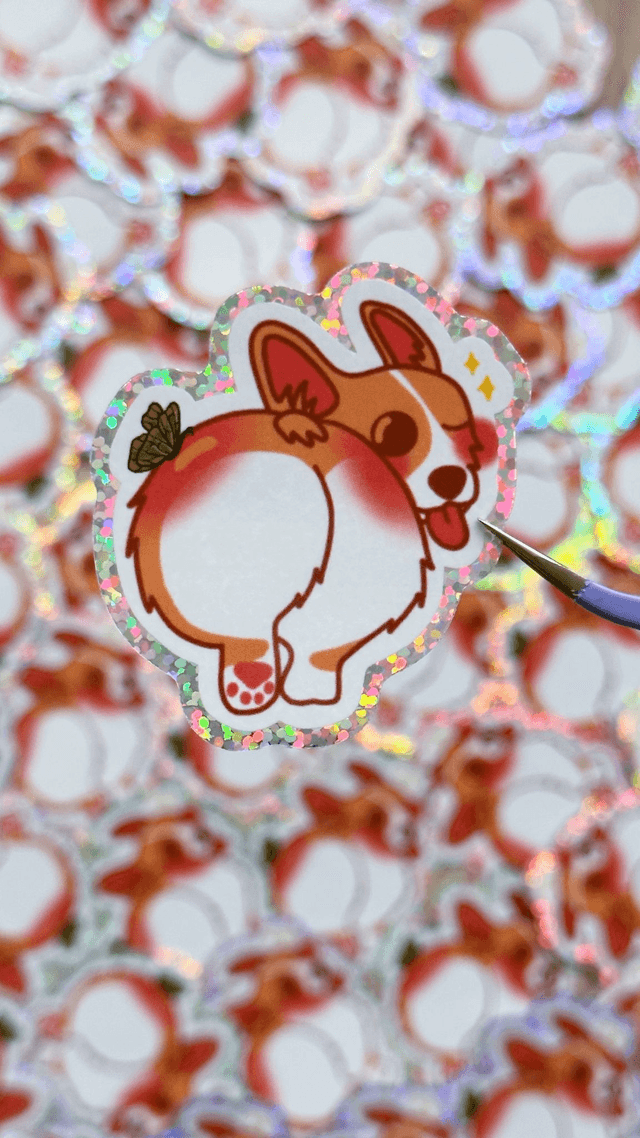 Corgi - Glitter sticker