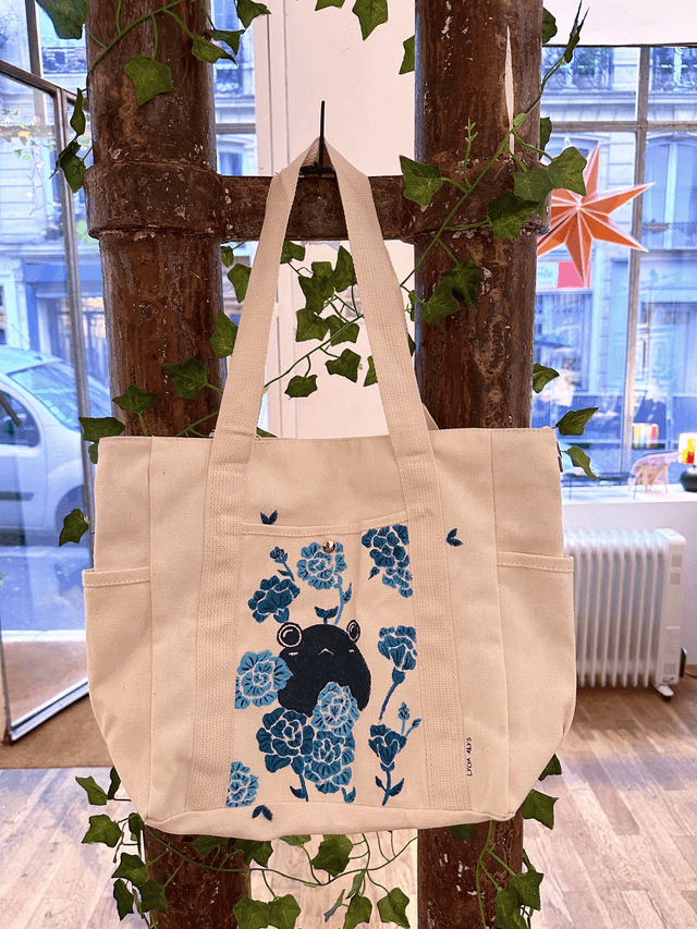 Sac motif grenouille à fleurs