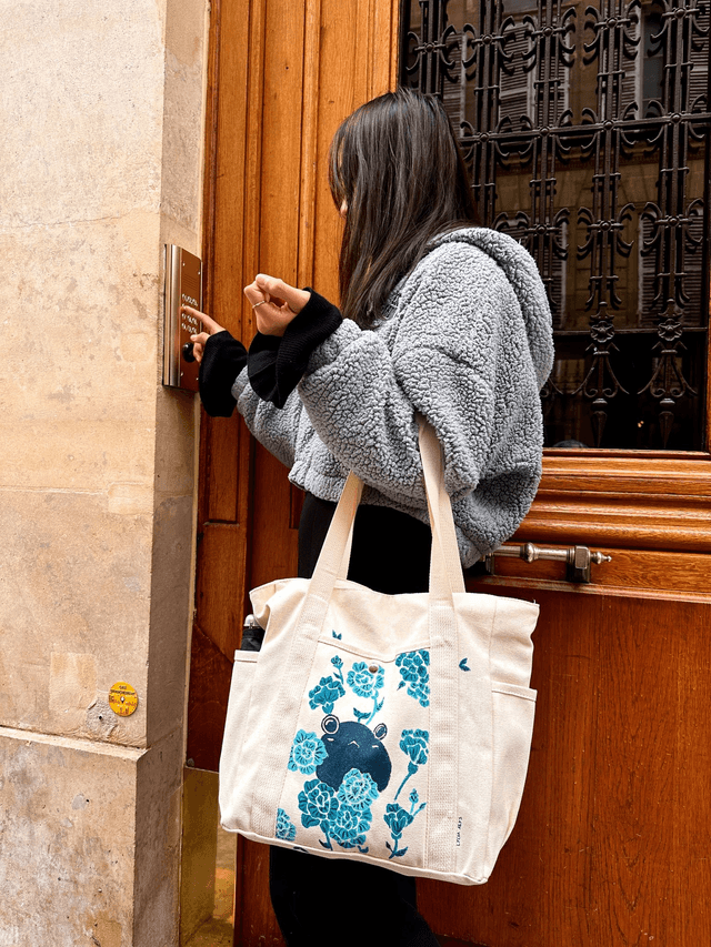 Sac motif grenouille à fleurs