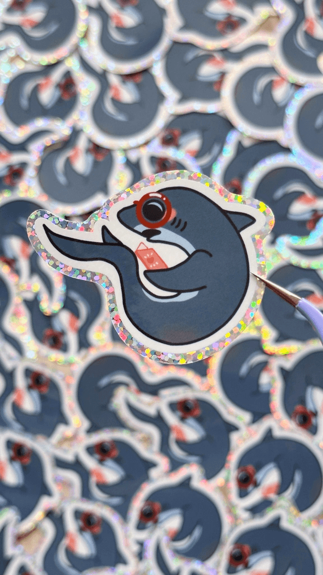 Requin renard - Glitter sticker