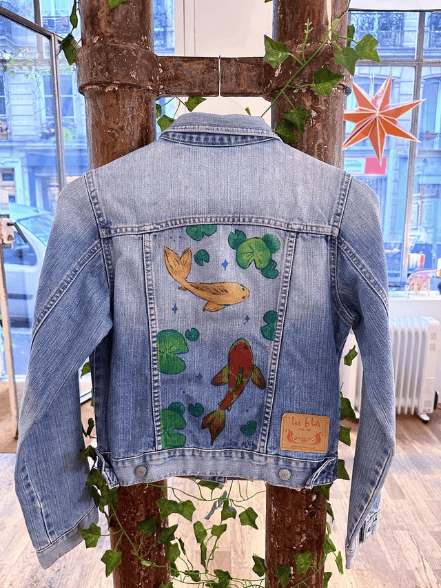 Veste en jean carpe Koï
